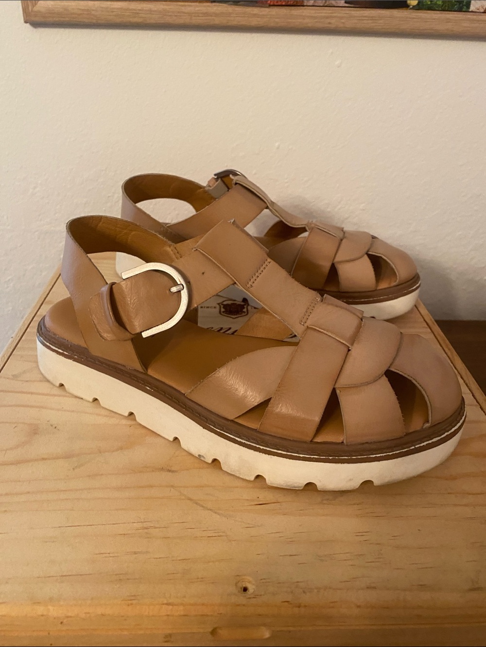Woven Fisherman Sandal in Light Brown